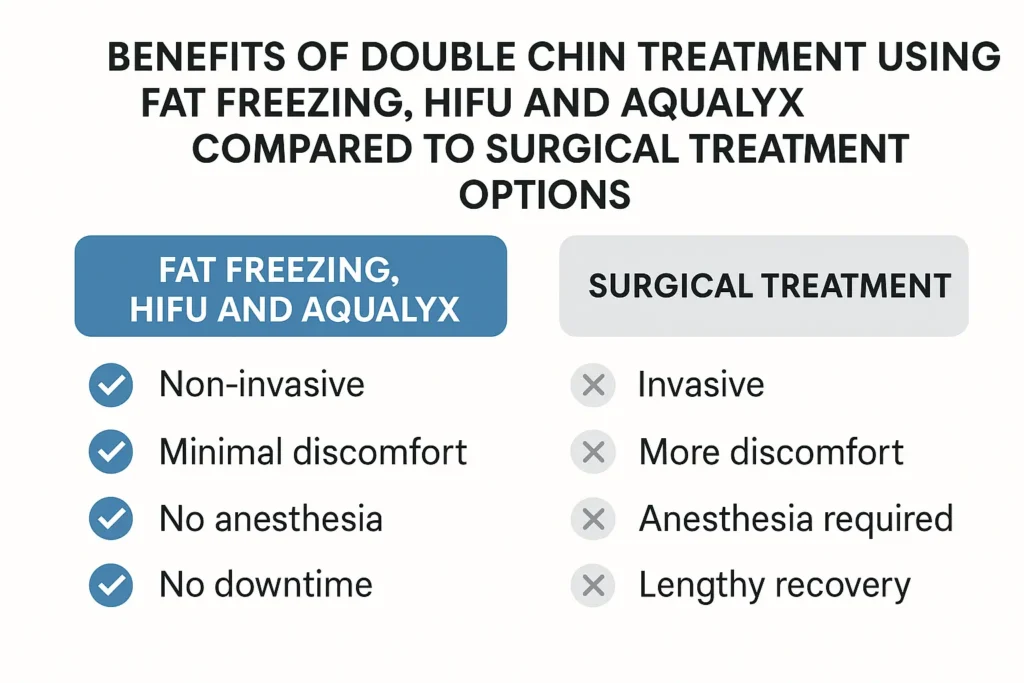 Graphic about the benefits of double chin treatment Paisley - from LA LIPO