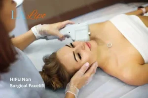 Woman having Hi-Fu to reduce wrinkles Paisley.