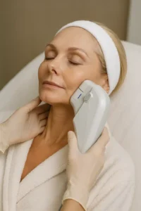 Woman receiving HIFU non surgical facelift treatment Paisley