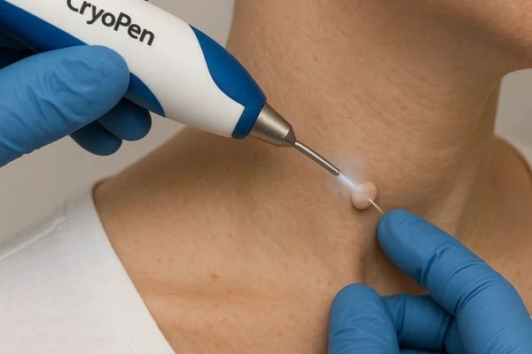 Person receiving Cryotherapy skin tag removal Paisley